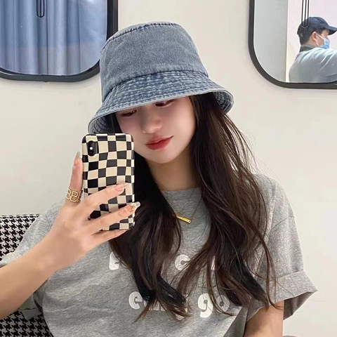 Cappello Bucket In Denim Lavato Retro Distressed Protezione Solare Outdoor Cotone Traspirante Pescatore Per Donne Uomini Casual