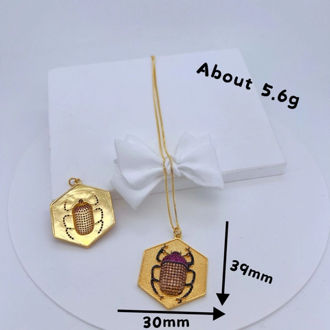 Copper Rhinestone Insect Pendant Necklace Colorful Zircon Beetle Bee Dragonfly Spider Fashion Jewelry For Women