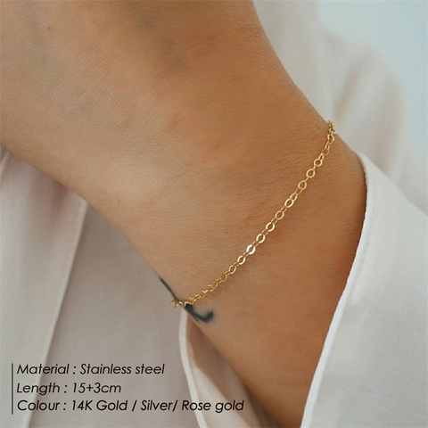 Minimalist Stainless Steel Bracelet Satellite Chain Double Layer Dainty Gold Plated Jewelry For Women Adjustable