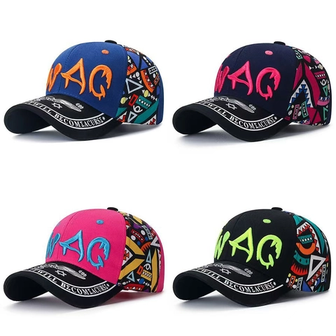 Baseball Cap Cotton 3D Letter Embroidery Colorful Patchwork Streetwear Hip Hop Adjustable Sun Hat For Men Women