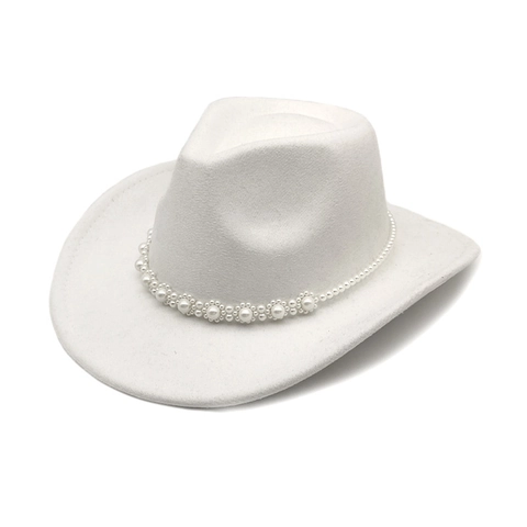 Cappello Fedora Da Cowboy Western Con Fascia Di Fiori Di Künstliche Perle Artificiali Elegante Cappello In Feltro A Tesa Larga Da Donna