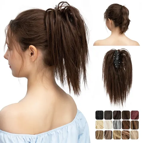 Rommelige Knot Haarsukje Klauwclip Paardenstaart Extensie Synthetische Hittebestendige Vezel Pluizig Haarvolume