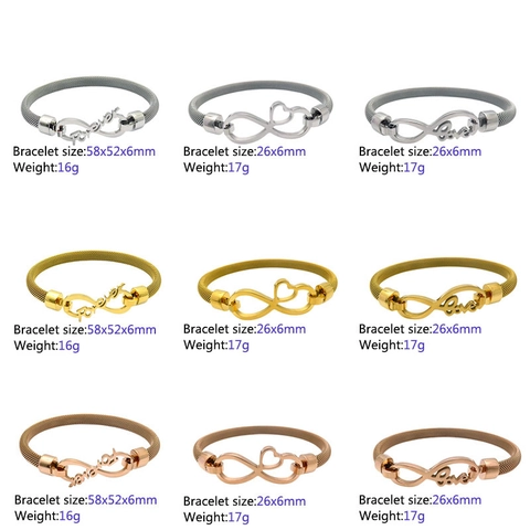 Edelstahl Mesh Armband Milanese Band Kleeblatt Herz Kreuz Anhänger Schmuck Nicht Verblassend Modisch Elegant Für Damen