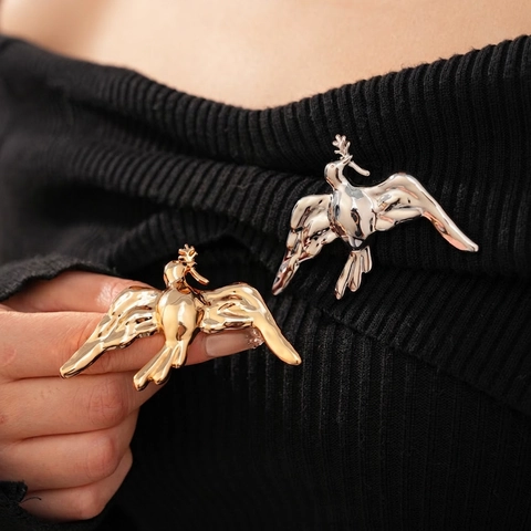 Peace Dove Olive Branch Bird Brooches Alloy Metal Hummingbird Heart Shell Pin Elegant Jewelry Accessories For Women