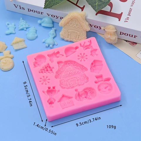 Molde De Silicona Navideño Casa De Jengibre Muñeco De Nieve Reno Copo De Nieve Formas Para Repostería DIY Pastel Fondant Jabón