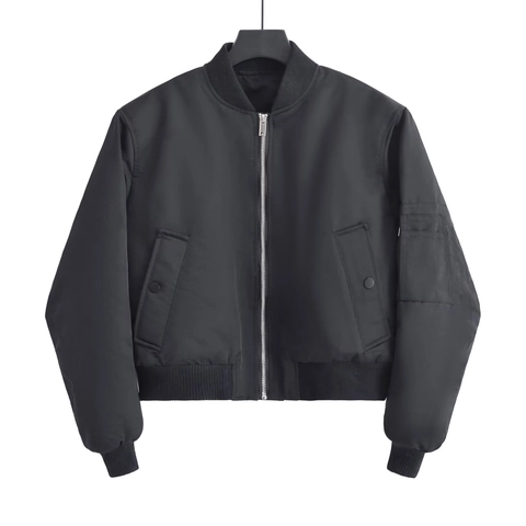 Women Short Bomber Jacket Retro Solid Color Long Sleeve Zipper Ribbed Trim Outerwear Polyester Casual Windproof Style