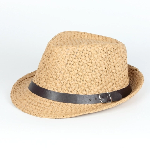 Chapeau De Paille Fedora Protection Solaire Été Plage Style Panama Jazz Respirant Avec Décoration De Ceinture En Cuir