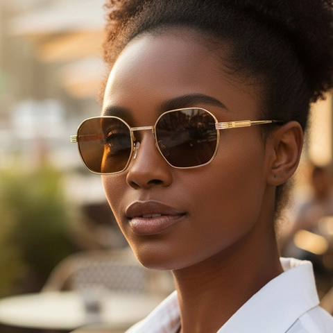 Retro Hexagon Sunglasses Metal Frame UV400 Protection Small Polygon Gradient Lens Trendy Eyewear For Men And Women