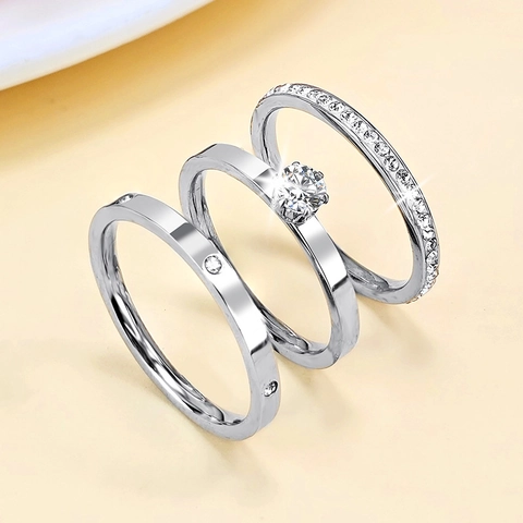 Stackable Eternity Rings And Single Zircon Finger Band Stainless Steel Luxury Minimalist Jewelry For Women