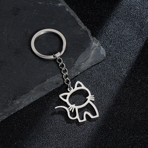 Edelstahl Schlüsselanhänger Hohl Tier Katze Fuchs Eule Schmetterling Anhänger Minimalistisch Tasche Charme Auto Schlüsselring