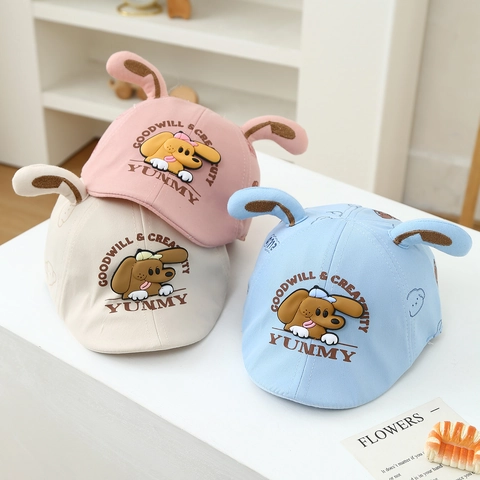 Peuter Pet Met Vizier Katoenmix Ademend Cartoon Hond Patroon Met 3D Oren Voor Baby Jongens Meisjes Lente Buiten