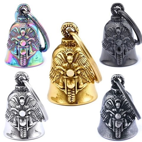 Colgante Campana De Guardián De Motocicleta Acero Inoxidable Jinete Alado Biker Amuleto Joyería Retro Para Hombres