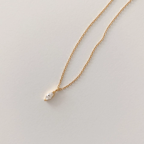 Collana Zircone Marquise Argento Sterling 925 Placcato Oro 18K Ciondolo Geometrico Gioielli Minimalisti