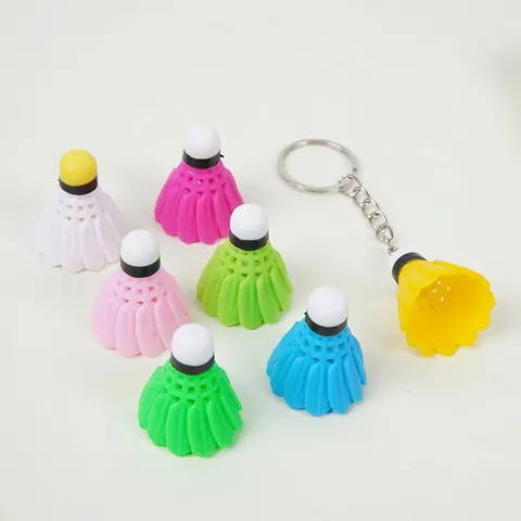 Mini Badminton Keychain Pendant PVC Plastic Simulation Sport Shuttlecock Model Colorful Bag Charm Ornament Novelty Gift
