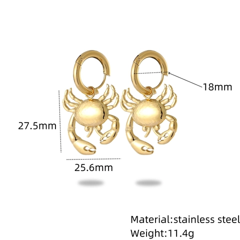 Roestvrijstalen Krab Oorbel Ketting Armband Ring Dierlijk Ontwerp Oceaan Geïnspireerd Mode Accessoire Voor Dames Meisjes