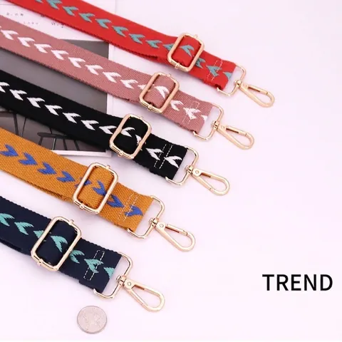 Adjustable Wide Bag Strap Replacement Shoulder Belt Chevron Arrow Pattern Ethnic Style Nylon Canvas Zinc Alloy Buckle