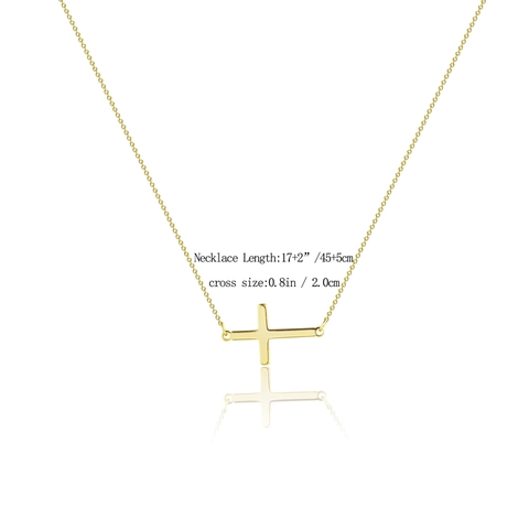 Collar Con Colgante De Cruz Lateral Minimalista Acero Inoxidable Joyería De Cruz Horizontal Delicada Para Mujer Moda Diaria