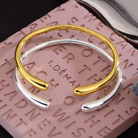 Bracelet Jonc Ouvert en Cuivre Minimaliste Pour Femmes Design Rupert Tear Plaqué Or Argent Géométrique Ajustable Bijoux de Mode