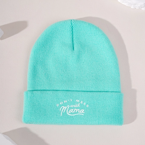 Dont Mess With Mama Bestickte Strickmütze Beanie Acryl Warme Wintermütze Mit Umschlag Für Damen Herren