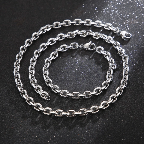 Stainless Steel Necklace And Bracelet Minimalist O-Chain Link Titanium Steel Punk Streetwear Men Women Accessories