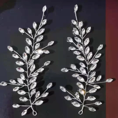 Pinces À Cheveux Élégantes En Forme De Branche De Feuille Strass Alliage Fait Main Accessoires De Coiffure De Mariage Pour Femmes