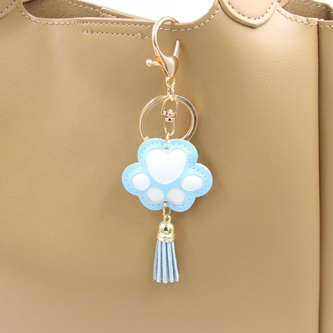 Schattige Kattenpoot Sleutelhanger Hart Ontwerp Kwastje Hanger Charm Voor Dames Tas Decoratie Sleutelhanger Cadeau Voor Tieners