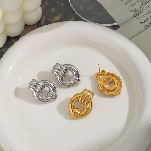 Knoop Oorknopjes Roestvrij Staal Waterdicht Goud Zilver Verguld Grof Geometrisch Vintage Sieraden Dames