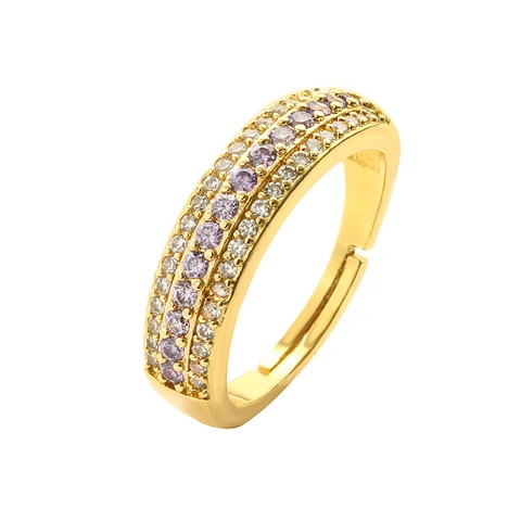Adjustable Open Ring Copper Multi-color Cubic Zirconia Pave Setting Geometric Fashion Jewelry For Women