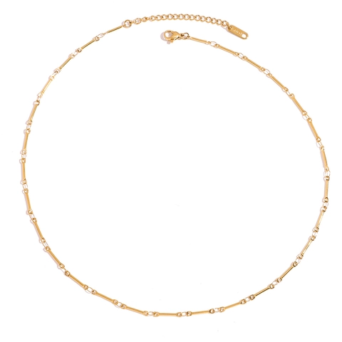 Handgefertigte Stabgliederkette Halskette 18K Vergoldet Edelstahl Wasserdicht Hypoallergen Minimalistischer Schmuck Für Damen