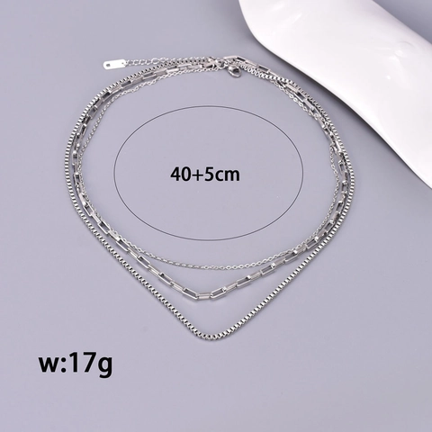 Multi Layer Necklace 18K Gold Plated Stainless Steel Box Paperclip Round Link Chain Minimalist Jewelry Women
