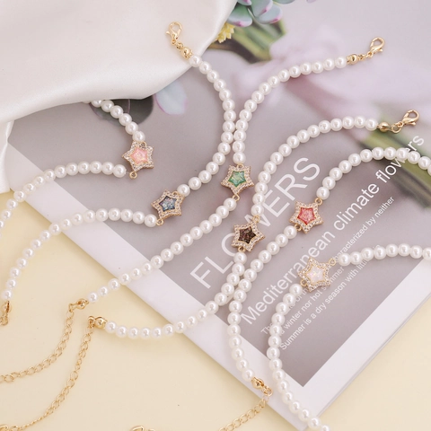 Ster Hanger Kunstparelarmband Koper Zirconia Verstelbare Ketting Elegante Mode Sieraden Voor Dames