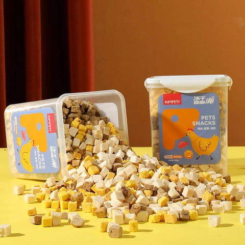 Friandises Lyophilisées Pour Animaux Cube De Viande Pure Sans Céréales Riche En Protéines Foie De Poulet Jaune D'œuf