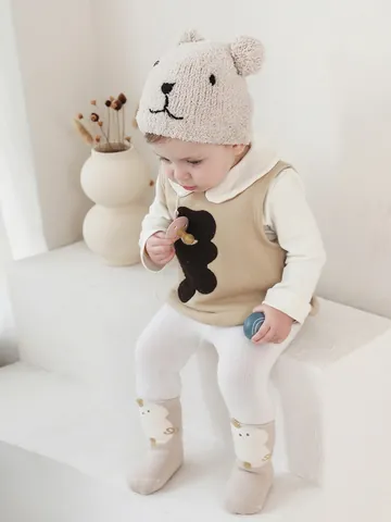 Rutschfeste Verdickte Frottee Babysocken Cartoon Tier Muster Gekämmte Baumwolle Kleinkind Lauflernsocken Warme Haussocken Für Kinder