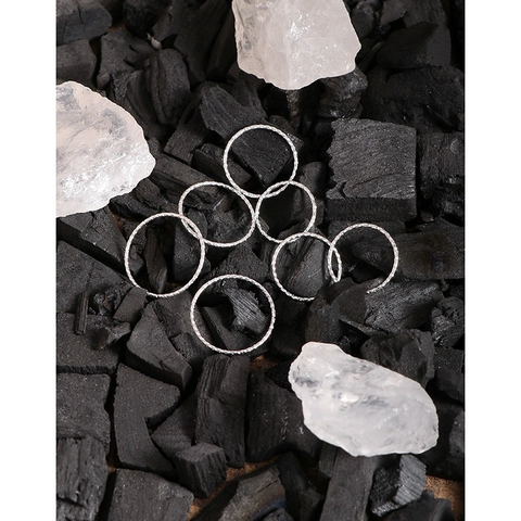 Minimalist 925 Sterling Silver Ring For Women Thin Glitter Band Electroplated INS Style Simple Stackable Jewelry Gift