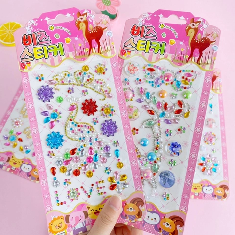 3D Crystal Gem Stickers Acrylic Rhinestone Self-Adhesive DIY Decoration Scrapbook Notebook Cute Cartoon Animal For Kids
