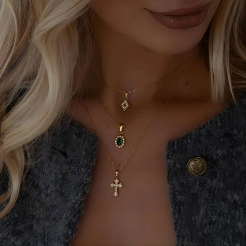 Kruis Hanger Ketting Roestvrij Staal 18K Verguld Zirkonia Hip Hop Sieraden Voor Mannen Vrouwen Modieus Accessoire