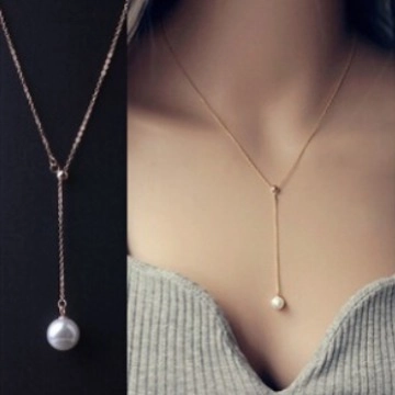 Collana A Y Con Künstliche Perle Regolabile Per Donna Elegante Catena Da Clavicola Placcata Oro Argento Gioielli