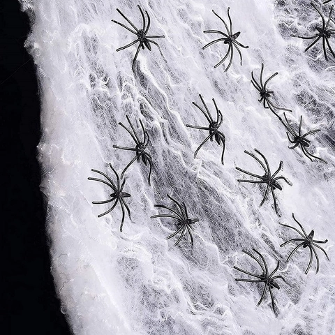 Ragnatela Estensibile Con Ragni Di Plastica Decorazione Per Festa Di Halloween Casa Stregata Oggetti Di Scena
