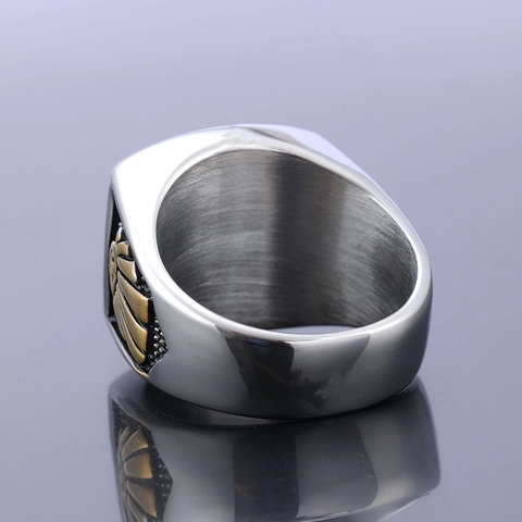 Masonic Signet Ring Stainless Steel Vintage Retro Two Tone Gold Silver Faith Hope Charity Engraved Punk Jewelry For Men