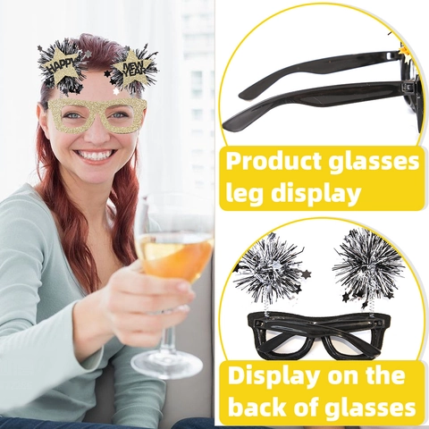 2026 New Year Party Funny Glasses Glitter Tassels Celebration Eyewear Frame Photo Props Holiday Party Decoration Glasses