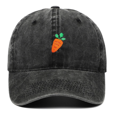 Cappellino Da Baseball Cotone Lavato Carota Ricamata Protezione Solare All Aperto Vintage Casual Regolabile