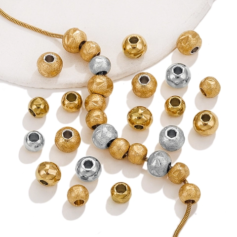 Perle Distanziatrici Rotonde In Acciaio Inossidabile Lucidate Opache Strutturate Perle Sfuse DIY Gioielli Bracciale Collana