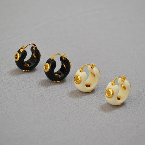 Messing 18K Vergulde Acryl Hoop Oorbellen Hol Geometrisch Minimalistisch Chique Sieraden Voor Vrouwen