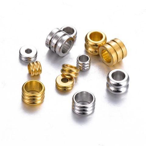 Stainless Steel Spacer Beads Cylindrical Layered Design DIY Jewelry Findings For Bracelet Necklace Making Accessories