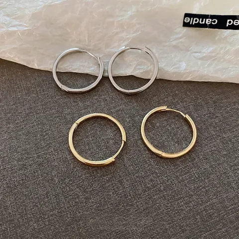 Orecchini A Cerchio Tondi Minimalisti Lega Con Perno In Argento Gioielli Di Moda Geometrica Per Donna