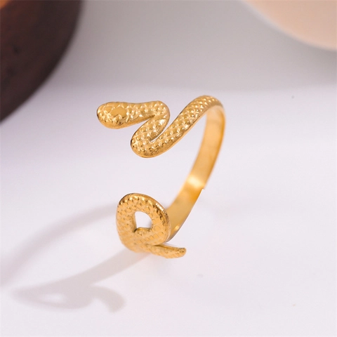Snake Ring Stainless Steel Retro Punk Gothic Hip Hop Style Open Adjustable Gold Jewelry For Women
