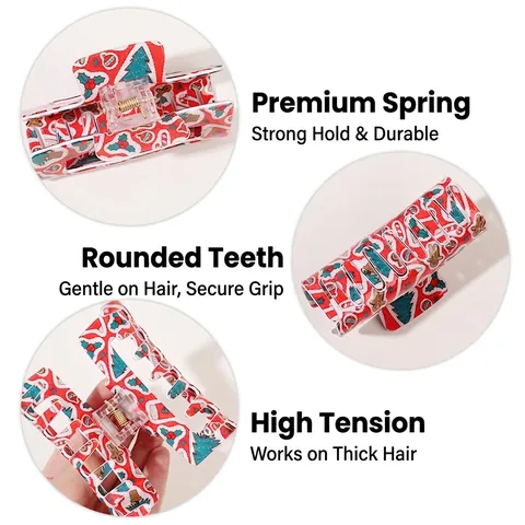 Pince À Cheveux De Noël Plastique Résine Père Noël Renne Flocon De Neige Coiffe Festive Pour Femmes Filles