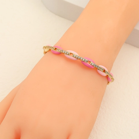 Mode Geometrische Koperen Open Armring Voor Vrouwen Verguld Kleurrijk Emaille Zirconia Ingelegd Luxe Trendy Sieraden Armband