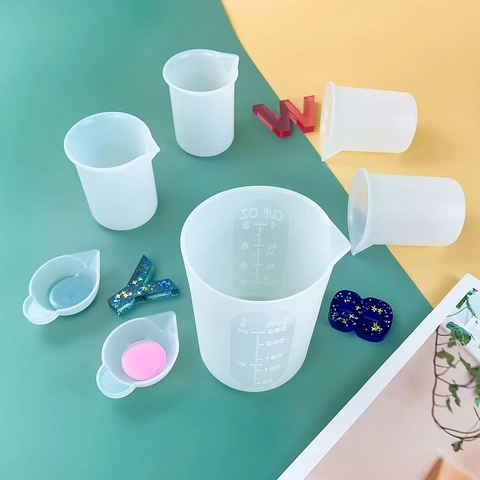 Silicone Measuring Cups Graduated Mixing Tools For DIY Epoxy Resin Jewelry Making Reusable Non-Stick Crafting Supplies