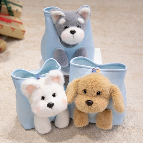 Niedliches Plüschhund Spielzeug In Beutel Realistischer Welpe Miniatur Verstecken Interaktive Weiche Puppe Für Kinder